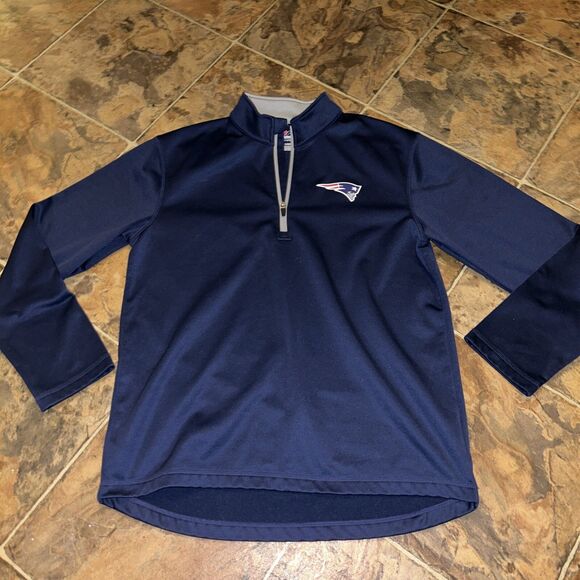 New England Patriots Majestic Thermabase 1/4 Zip Pullover Jacket Large Mens - Picture 1 of 5
